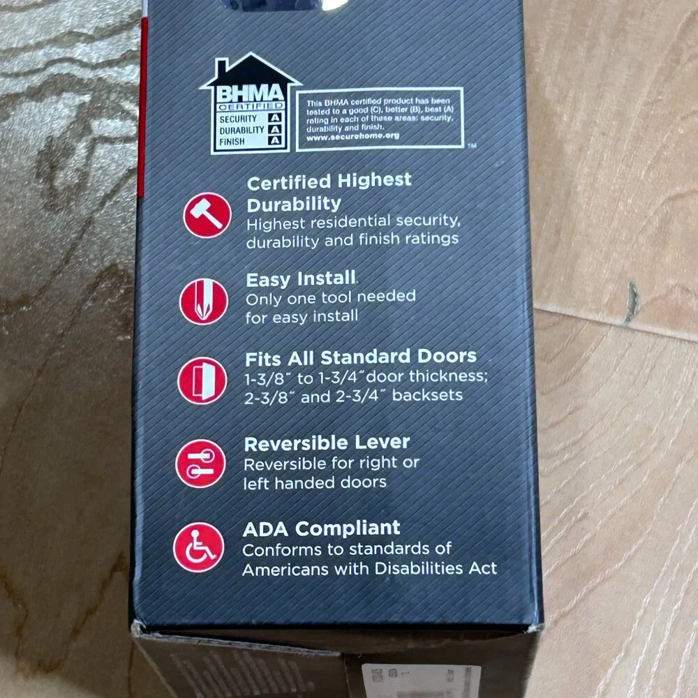 Kwikset Halifax Square Door Lever - Matte Black - Hall & Closet Passage Handle - Picture 4 of 7